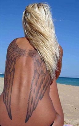 Angel Wings Girl Back Tattoos Design